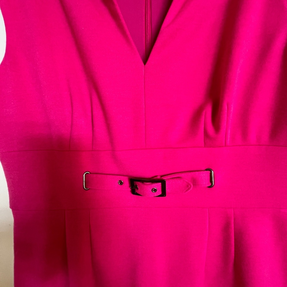 Adrianna Papell dress with V neckline and belted details